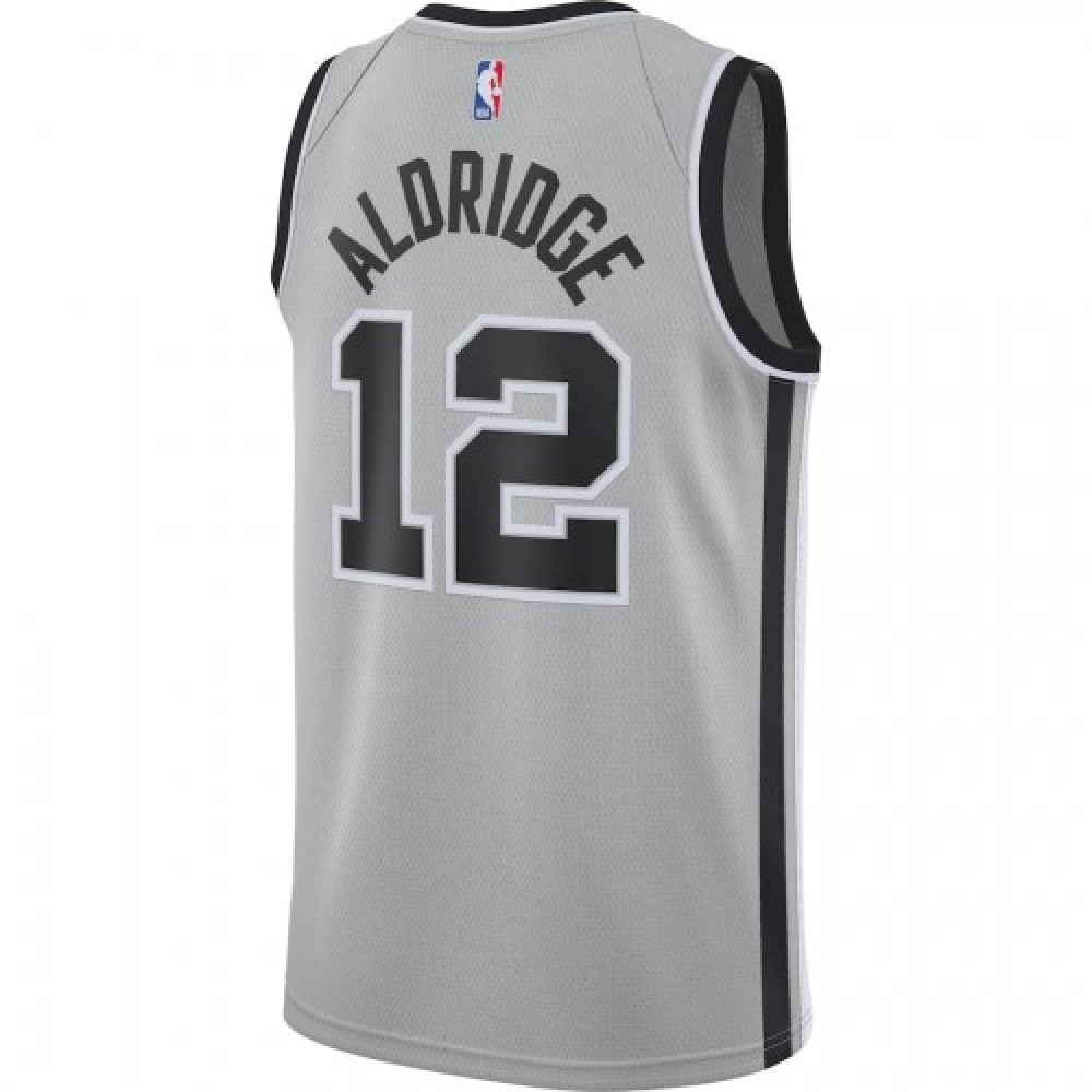 Men's San Antonio Spurs LaMarcus Aldridge #12 Jordan Silver 20/21 Swingman Jersey- Statement Edition-Pro Kit Vault | Brand New 26/27 Sports Jerseys